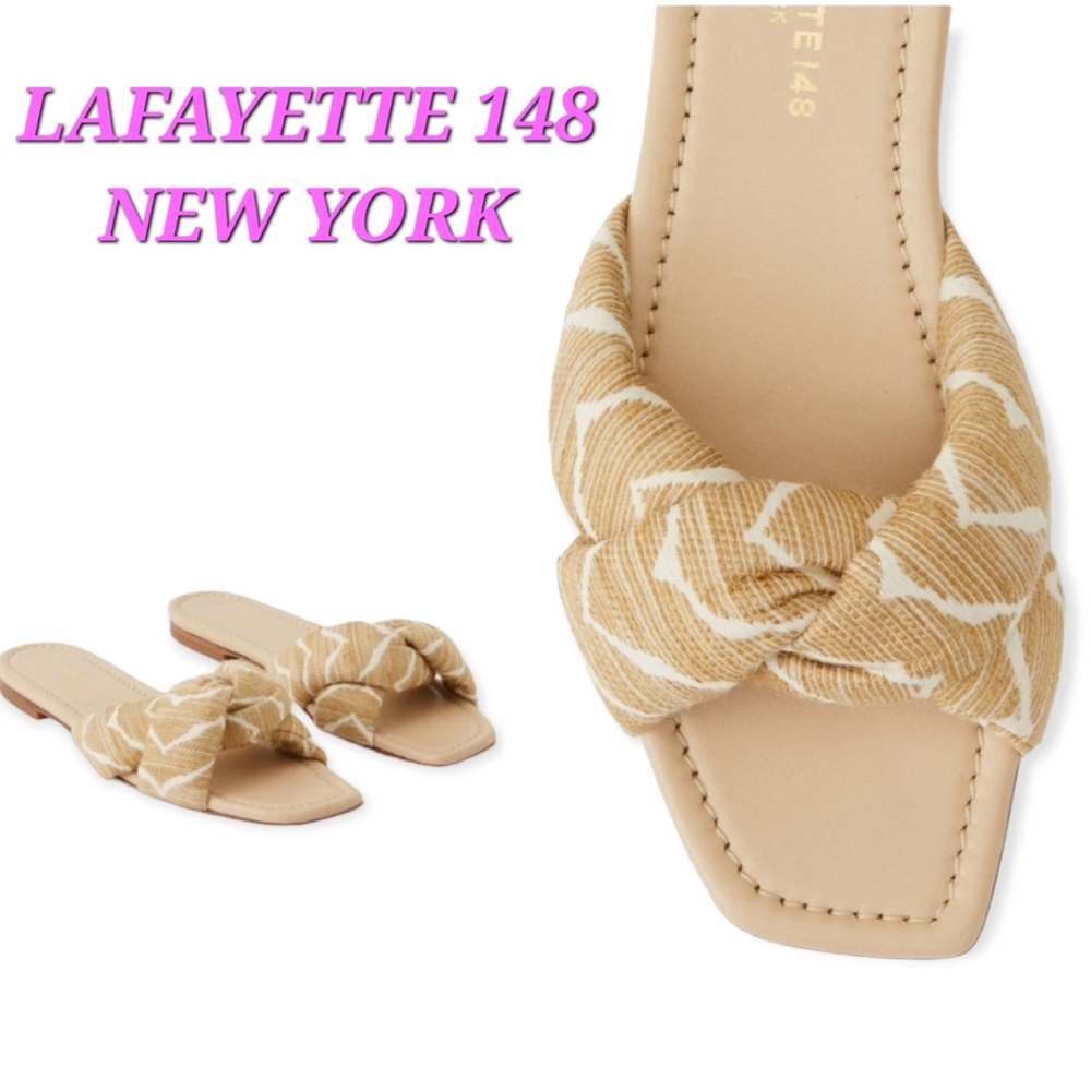 Lafayette 148 New York Paddle Jacquard Knot Slide Sandal In Honum